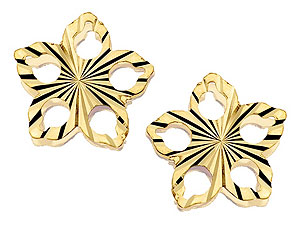 9ct gold Five Crinkly Petals Flower Earrings