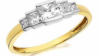 9ct Gold Five Cubic Zirconia Ring EXCLUSIVE -