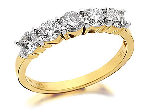 9ct Gold Five Diamond Half Hoop Ring 1 Carat -