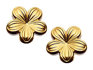 9ct Gold Five Petal Flower Earrings 10mm - 070238