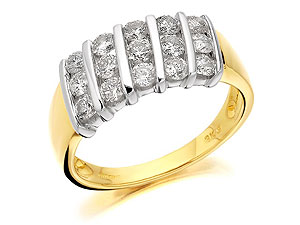 9ct Gold Five Row Diamond Cluster Ring 1 Carat