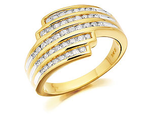 9ct Gold Five Rows Of Diamonds Band Ring 0.5ct