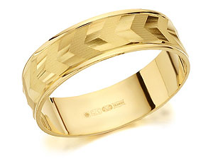 9ct Gold Flat Diamond Cut Grooms Wedding Ring