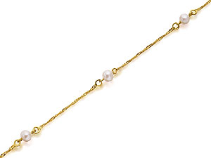 9ct Gold Freshwater Pearl Twisted Rope Bracelet