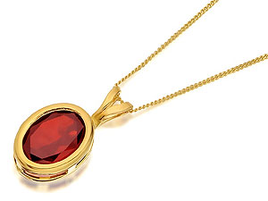 9ct Gold Garnet Pendant And Chain - 188333