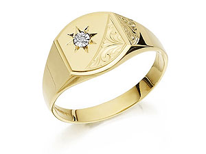 9ct Gold Gentlemans Diamond Signet Ring - 183969
