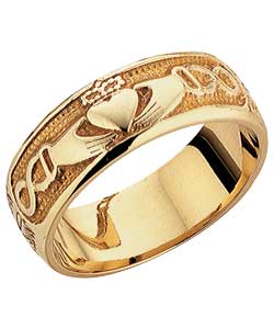 9ct Gold Gents Claddagh Band Ring