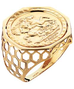 9ct Gold Gents Octagonal Medallion Ring