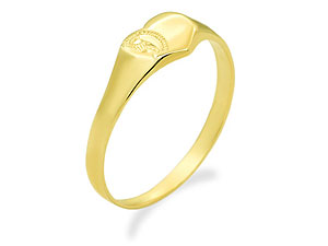 9ct gold Girls Engraved Heart Signet Ring 182588-D