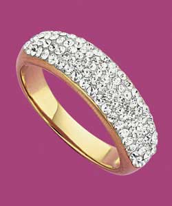 9ct gold Glitter Crystal Band Ring