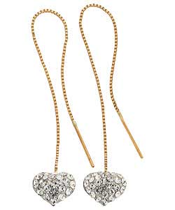 9ct Gold Glitter Heart Pull Through Earrings
