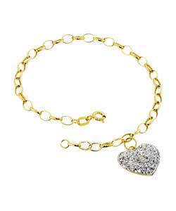 9ct gold Glitz Heart Bracelet