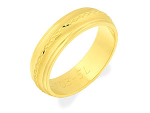 9ct gold Grooved Brides Wedding Ring 184296-L