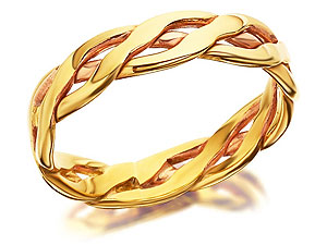 9ct Gold Handmade Weave Brides Wedding Ring 5mm