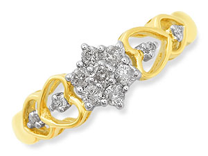 9ct gold Heart and Diamond Cluster Ring 046051-J
