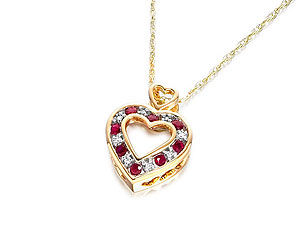 Heart Diamond And Ruby Pendant And