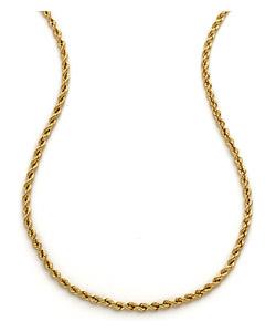 9ct Gold Hollow Laser Rope Chain - 41cm/16in
