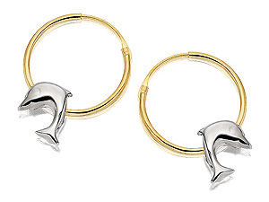 9ct gold Hoop and 9ct White Gold Dolphin