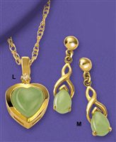 9ct gold Jade Heart Pendant