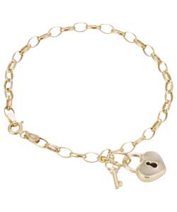 9ct gold Key to My Heart Charm Bracelet