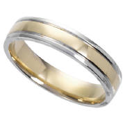9ct Gold Ladies 4mm Two Tone Court Wedding Ring, O