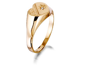 9ct gold Ladies Diamond Set Engraved Heart