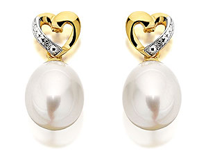 9ct Gold Large Freshwater Pearl And Diamond