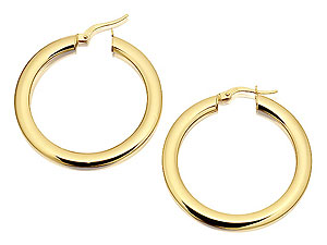 9ct Gold Large Hoop Earrings 36mm - 074358