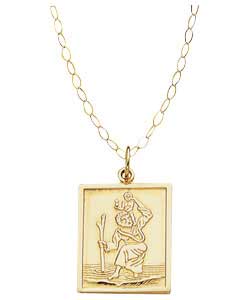 9ct Gold Large Square St Christopher Pendant