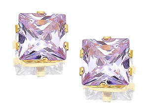 9ct Gold Lavender Cubic Zirconia Earrings 5mm -