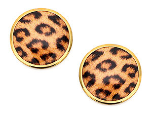 9ct Gold Leopard Print Earrings 11mm - 070896