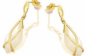 9ct Gold Marquise Mother Of Pearl Drop Earrings