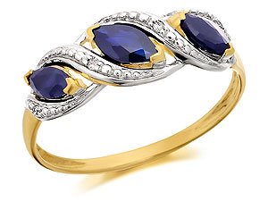 9ct Gold Marquise Sapphire And Diamond Half Hoop