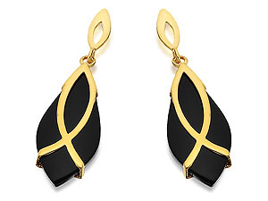Marquise Shaped Onyx Drop Earrings