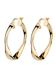 9ct Gold Medium Ribbon Hoop Earrings