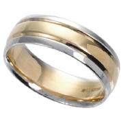 9ct Gold Mens 6mm Two Tone Court Wedding Ring, P