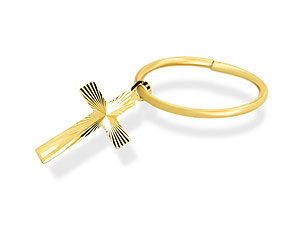 9ct Gold Mens Hoop And Cross Single Earring