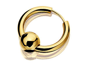 9ct Gold Mens Single Hoop And Bead Earring 15mm
