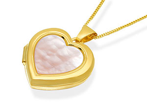 9ct Gold Mother Of Pearl Heart Locket And Chain