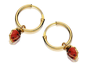 Moving Ladybird Hoop Earrings 10mm -