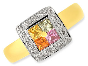 9ct gold Multi Colour Sapphire and Diamond Ring 046404-J