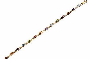 9ct Gold Multi Stone Bracelet 7.5` - 078341