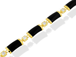 9ct gold Onyx and Cubic Zirconia Bracelet 078346