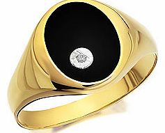 9ct Gold Onyx And Diamond Signet Ring - 183704