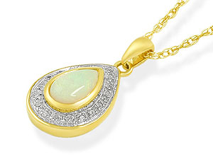 9ct gold Opal and Pave-Set Diamond Pendant 045637