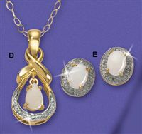 9ct gold Opal And Pave Set Diamond Pendant And Earrings Offer