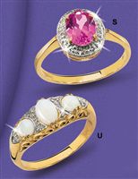9ct gold Opal And Pave Set Diamond Ring