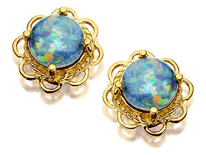 9ct Gold Opal Triplet Earrings 10mm - 070988