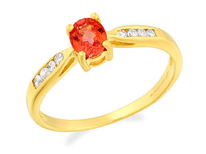 9ct gold Orange Sapphire and Diamond Ring 048381-J