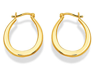 9ct Gold Oval Creole Earrings - 072243
